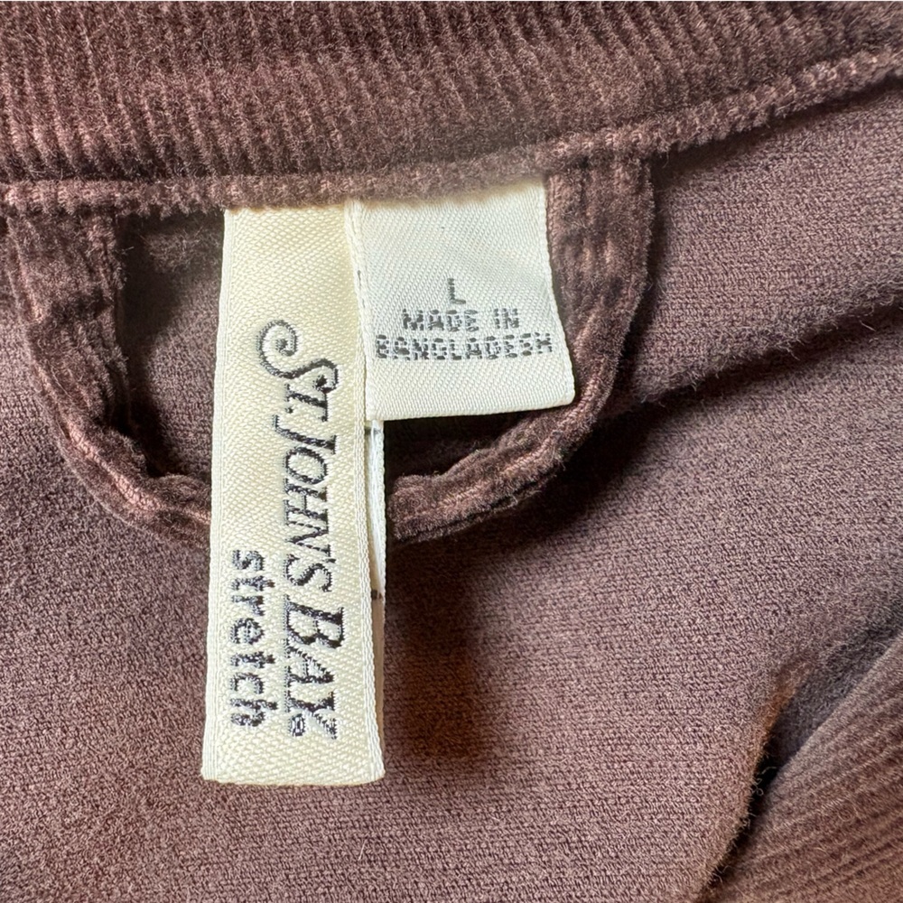 St. John’s Bay women’s brown cotton blend corduroy blazer jacket size large - Picture 4 of 7